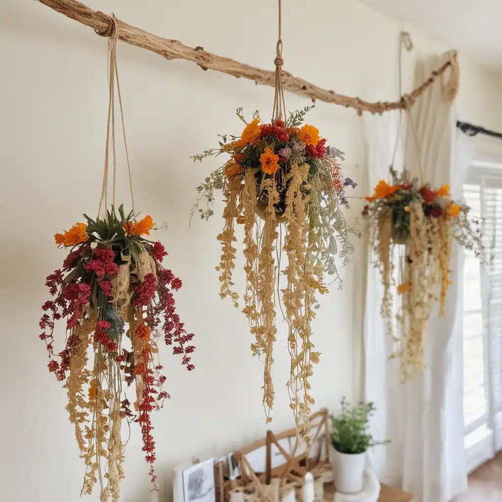 Adding Hanging Dried Florals for a Boho Farmhouse Vibe