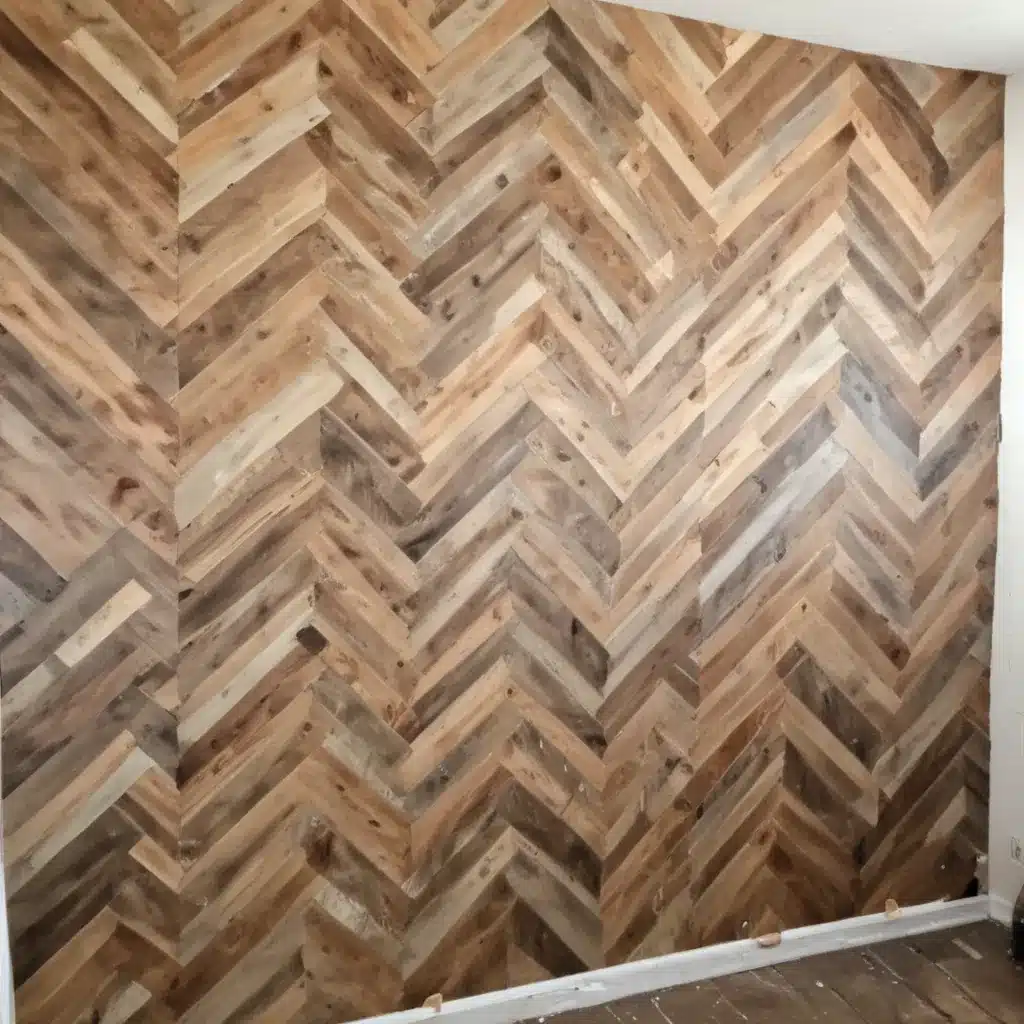 Craft a Herringbone Accent Wall with Wooden Pallets