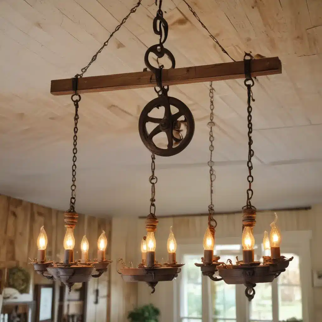 Crafting Statement Chandeliers from Old Barn Pulleys
