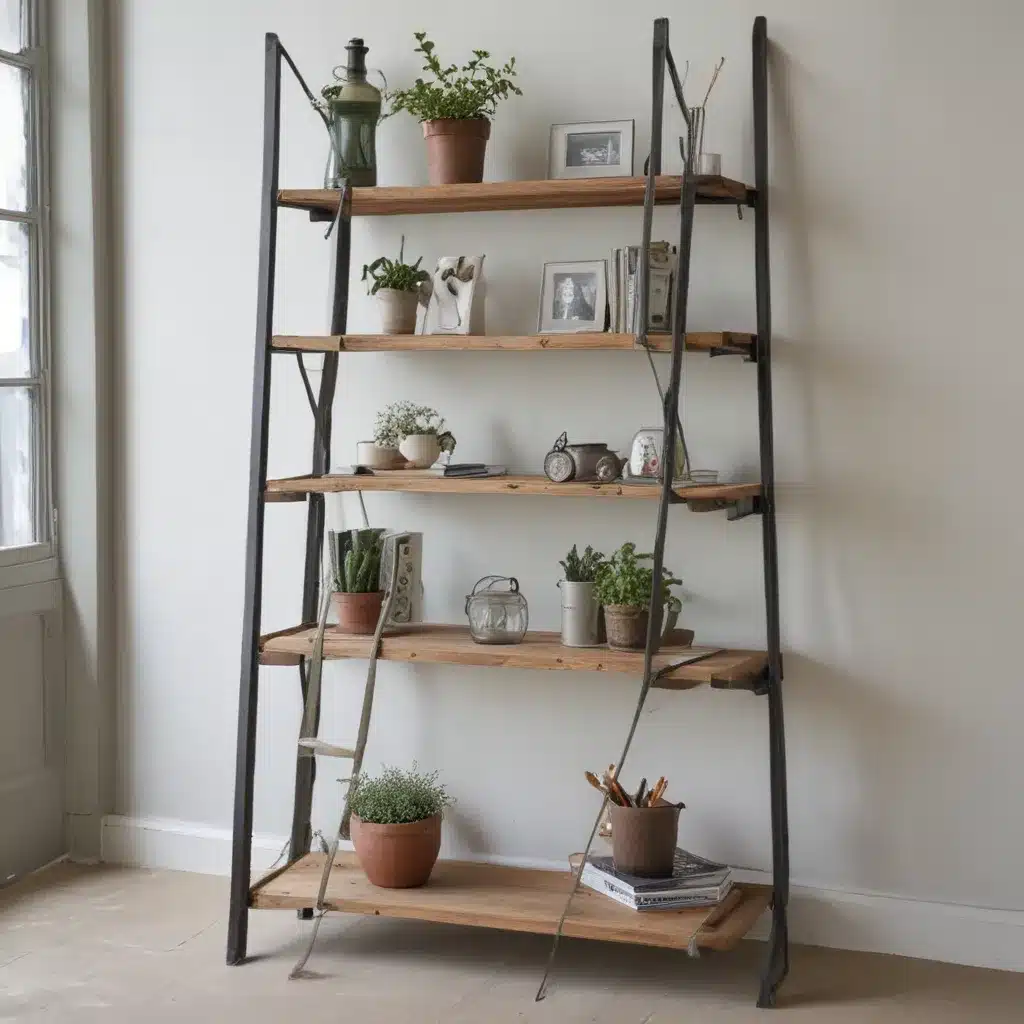 Repurposing Ladders into Shelving for Open Spaces